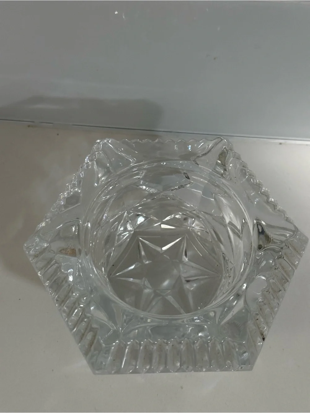 Vintage CRISTAL D’ARQUES 24% LEAD CRYSTAL HEXAGONAL VOTIVE CANDLE HOLDER FRANCE
